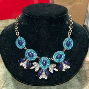 NWT Leslie Danzis Statement Brass/Rhinestones Blue Clear